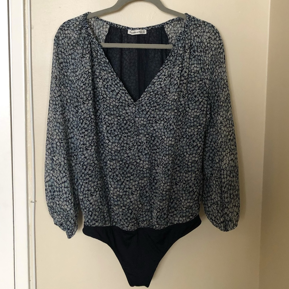 Long-Sleeve Chiffon Bodysuit, Medium